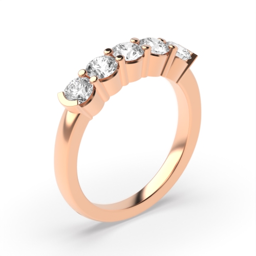 Bezel Setting Round Rose Gold Zenith quintet Diamond Rings