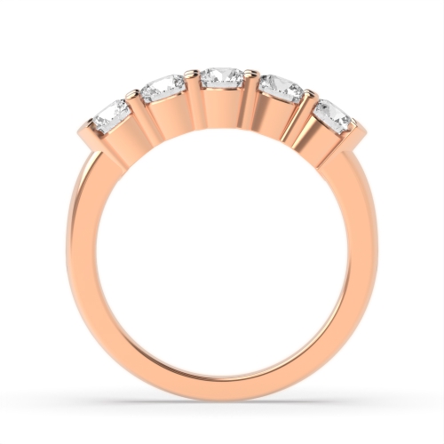 Bezel Setting Round Rose Gold Zenith quintet Diamond Rings