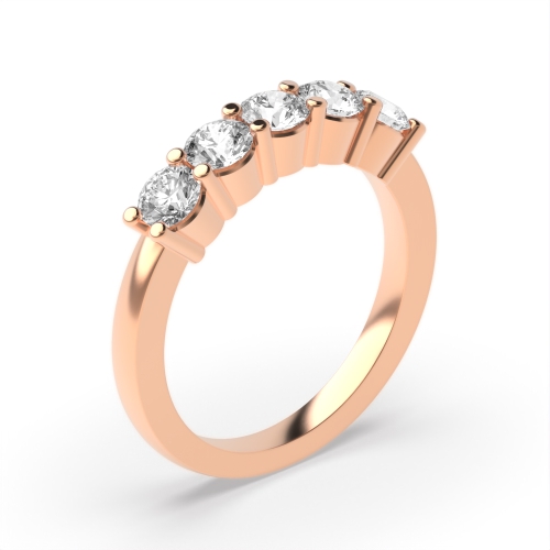 4 Prong Round Rose Gold Regal quintet Diamond Rings