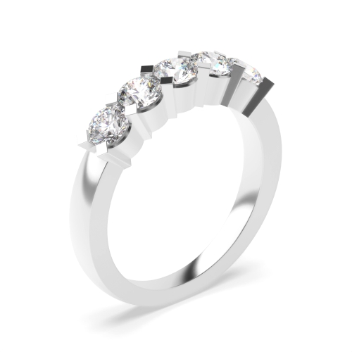 Five Stone Lab Grown Diamond Ring 4 Prong Set Round Lab Grown Diamond Ring In White Gold