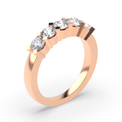 4 Prong Round Rose Gold Enchant Quintet Five Stone Diamond Ring