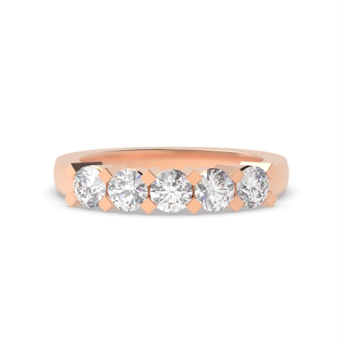 4 Prong Round Rose Gold Enchant Quintet Five Stone Diamond Ring