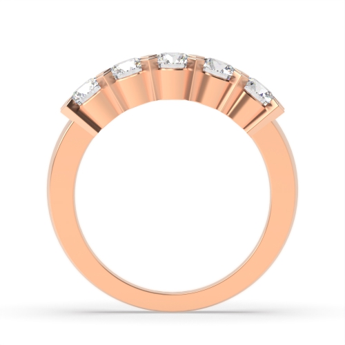 4 Prong Round Rose Gold Enchant Quintet Five Stone Diamond Ring