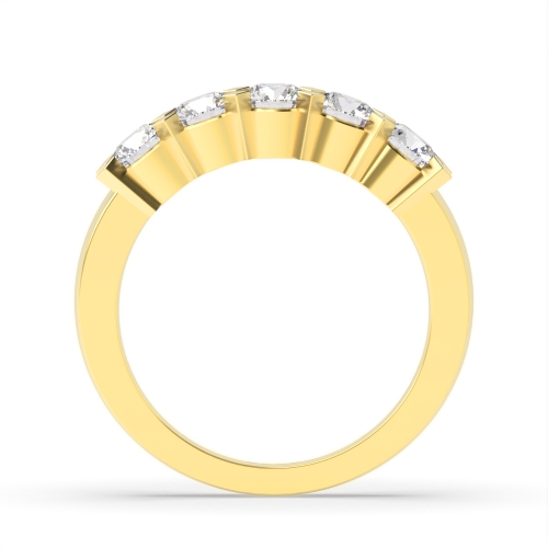 4 Prong Round Yellow Gold Enchant Quintet Five Stone Diamond Ring