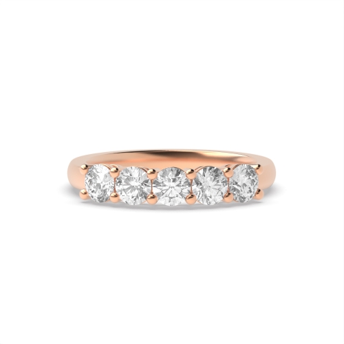 4 Prong Round Rose Gold Veil Quintet Five Stone Diamond Ring