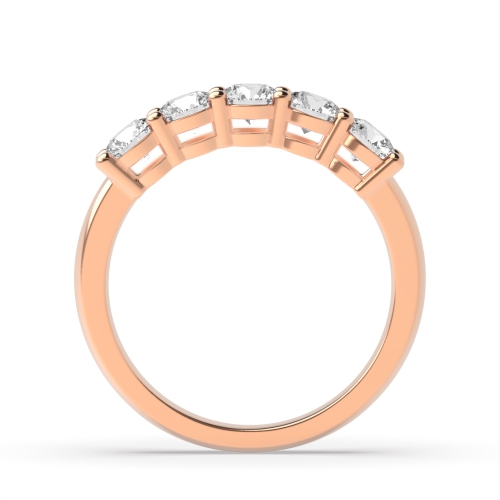 4 Prong Round Rose Gold Veil Quintet Five Stone Diamond Ring