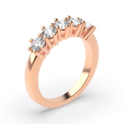 6 Prong Round Rose Gold Elegance Quintet Diamond Rings