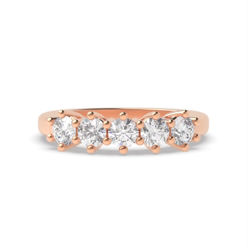 6 Prong Round Rose Gold Elegance Quintet Diamond Rings