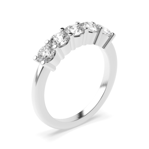 4 Prong Setting Five Stone Lab Grown Diamond Ring In Rose Gold, Platinum