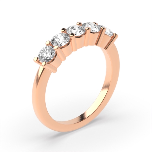4 Prong Round Rose Gold Luster cascade Diamond Rings
