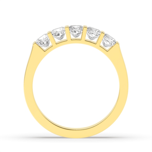 Channel Setting Princess Yellow Gold Five Stone Diamond Ring