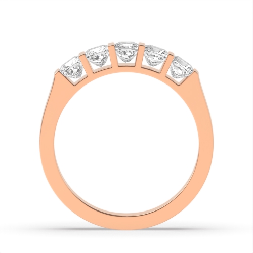 Channel Setting Princess Rose Gold Bar Diamond Rings