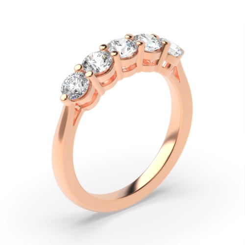 Prong Setting Five Stone Diamond Ring In Yellow Gold
