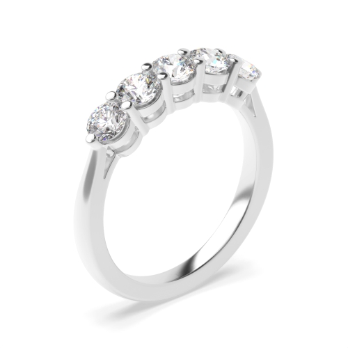 Prong Setting Five Stone Moissanite Ring In Yellow Gold