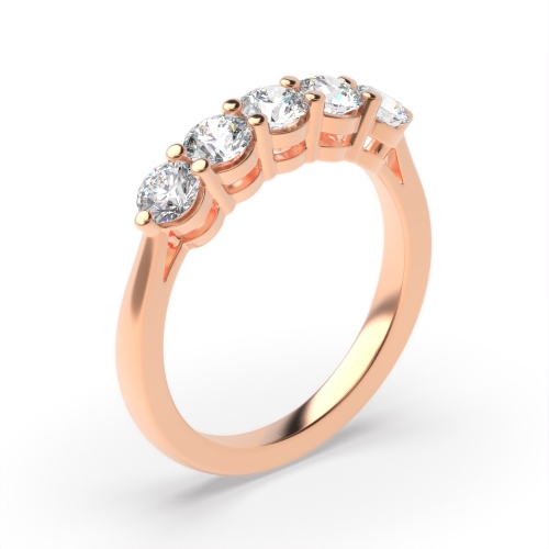 4 Prong Round Rose Gold Zenith Bliss Five Stone Diamond Ring