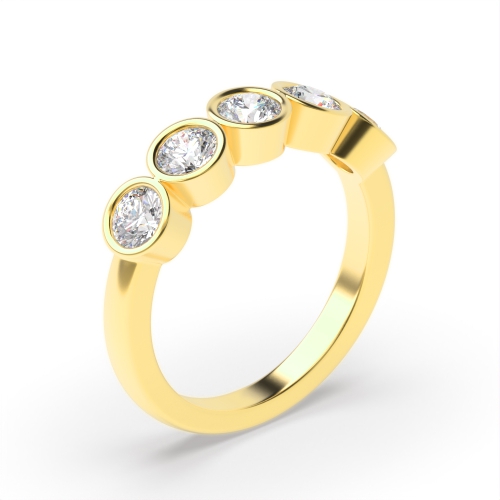 Full Bezel Setting Five Stone Diamond Ring In Rose / White/ Yellow Gold