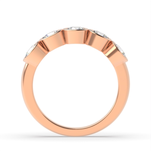 Bezel Setting Round Rose Gold Enigma Bliss Five Stone Diamond Ring