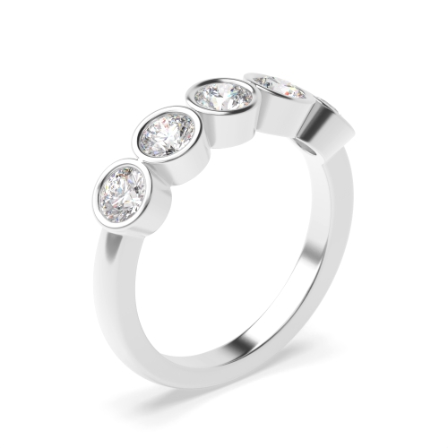 Bezel Setting Round Enigma Bliss Moissanite Five Stone Diamond Ring