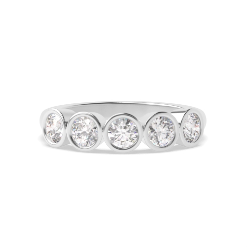 Bezel Setting Round Enigma Bliss Moissanite Five Stone Diamond Ring