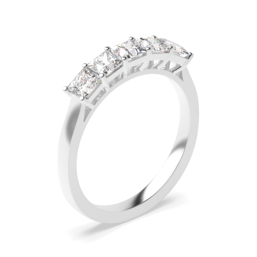 Princess Cut Five Stone Moissanite Ring In In Gold / Platinum