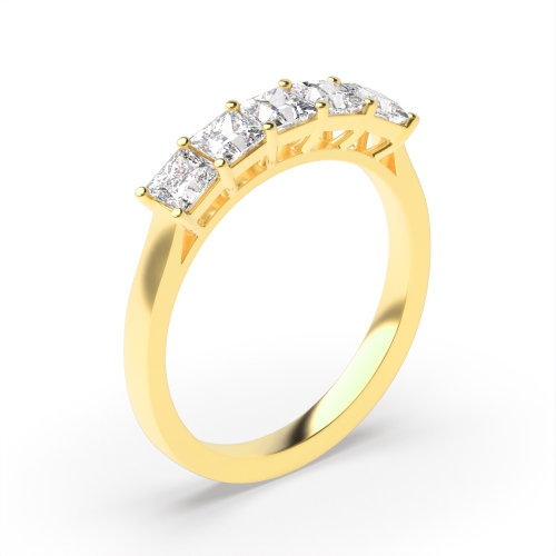 Princess Cut Five Stone Diamond Ring In In Gold / Platinum
