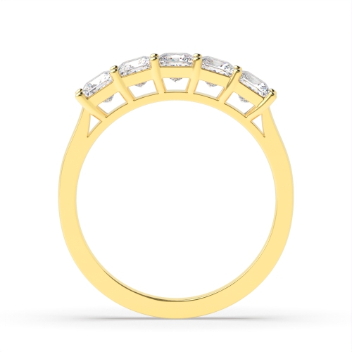 4 Prong Princess Yellow Gold Five Stone Diamond Ring