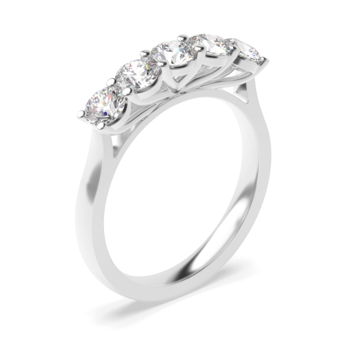 Purchase Round Cut Five Moissanite Ring In Platinum - Abelini