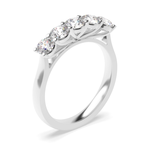 4 Prong Round Radiance Regal Five Stone Diamond Ring