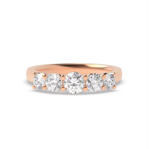 4 Prong Round Rose Gold Five Stone Diamond Ring