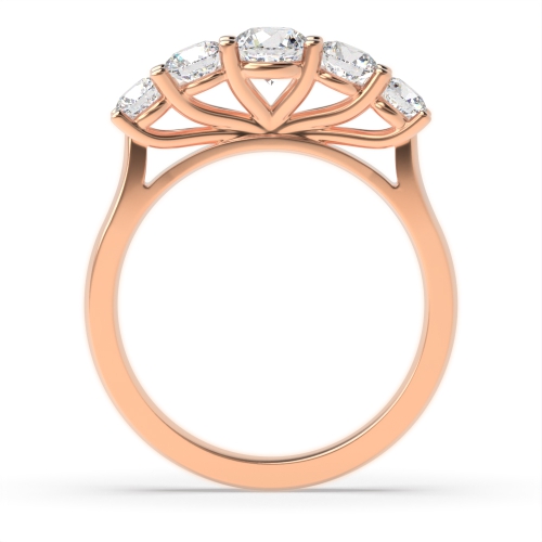 4 Prong Round Rose Gold Five Stone Diamond Ring