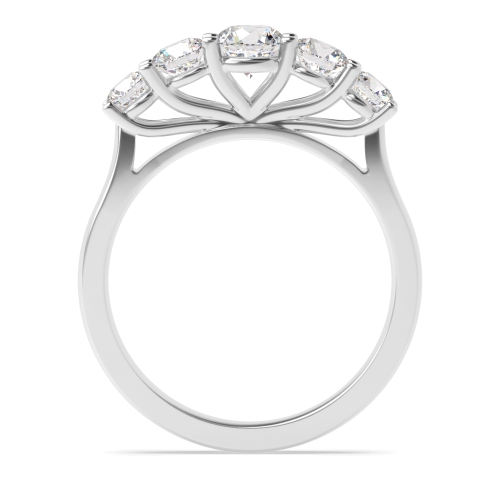 4 Prong Round Moissanite Five Stone Diamond Ring