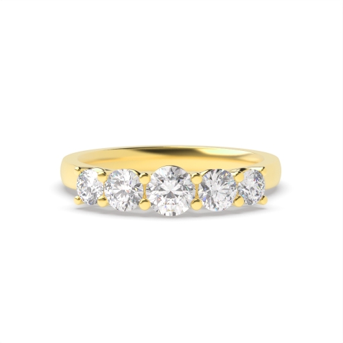 4 Prong Round Yellow Gold Five Stone Diamond Ring