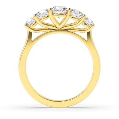 4 Prong Round Yellow Gold Five Stone Diamond Ring