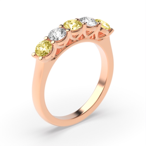 4 Prong Round Rose Gold Duet Dazzle Diamond Rings