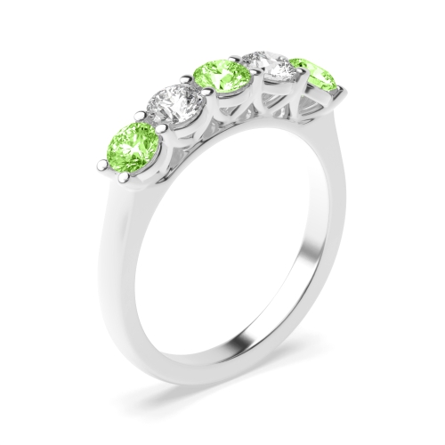 4 Prong Round Duet Dazzle Green Lab Grown Diamond Rings