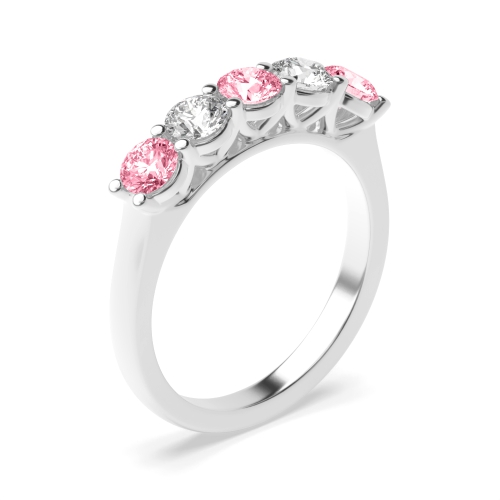 4 Prong Round Duet Dazzle Pink Lab Grown Diamond Rings