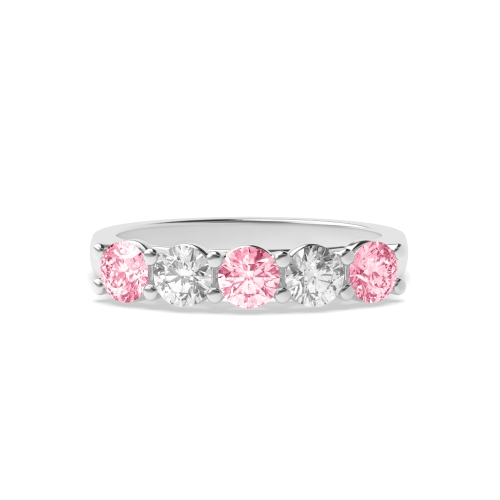 4 Prong Round Duet Dazzle Pink Lab Grown Diamond Rings