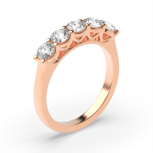 4 Prong Round Rose Gold Luminous Regal Five Stone Diamond Ring