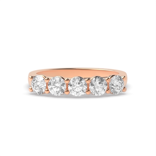 4 Prong Round Rose Gold Luminous Regal Five Stone Diamond Ring