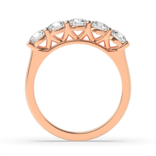 4 Prong Round Rose Gold Luminous Regal Five Stone Diamond Ring