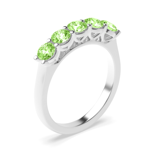 4 Prong Round Crossover alternate Green Lab Grown Diamond Rings
