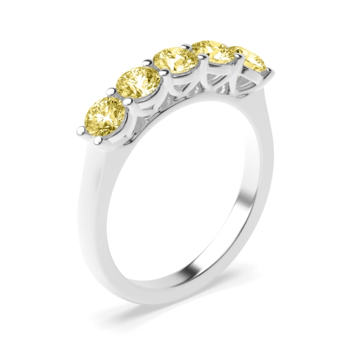 4 Prong Round Crossover alternate Yellow Lab Grown Diamond Rings