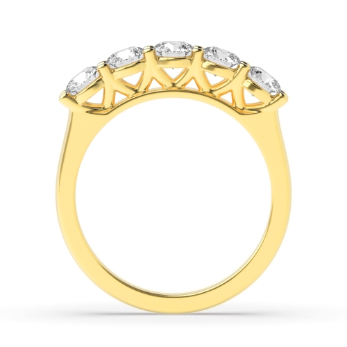 4 Prong Round Yellow Gold Luminous Regal Five Stone Diamond Ring