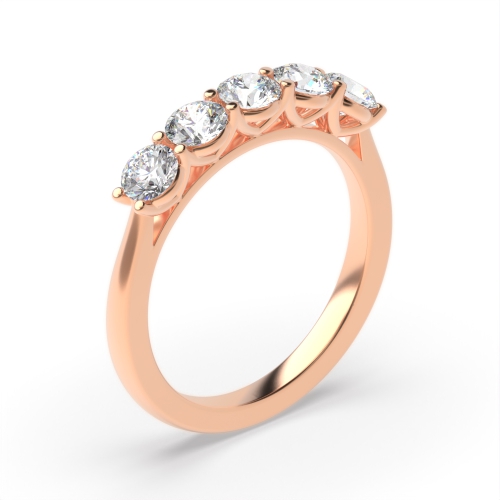 4 Prong Round Rose Gold Whispering Echo Five Stone Diamond Ring