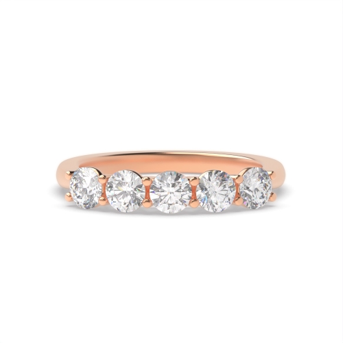 4 Prong Round Rose Gold Whispering Echo Five Stone Diamond Ring