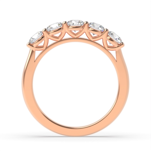 4 Prong Round Rose Gold Whispering Echo Five Stone Diamond Ring