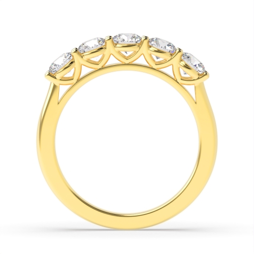 4 Prong Round Yellow Gold Whispering Echo Five Stone Diamond Ring