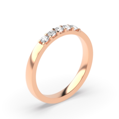 4 Prong Round Rose Gold Box shared claw Diamond Rings