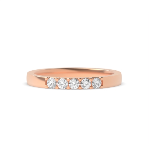 4 Prong Round Rose Gold Box shared claw Diamond Rings