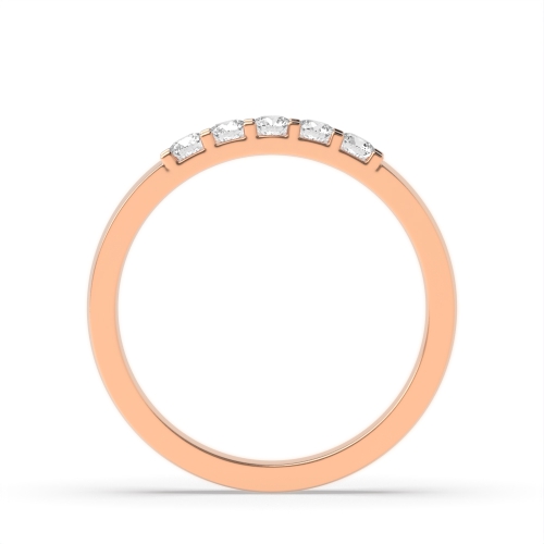 4 Prong Round Rose Gold Box shared claw Diamond Rings